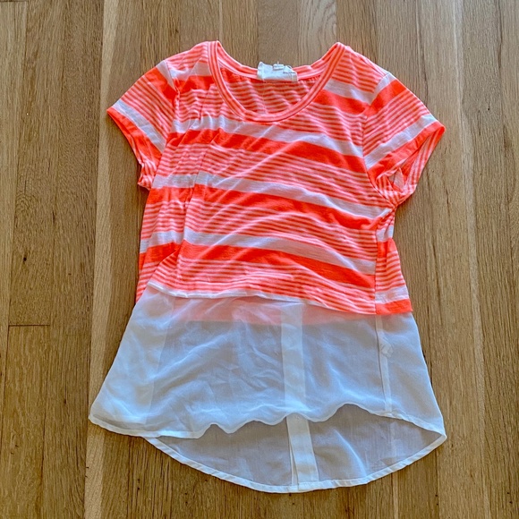 Orange and White Striped Blouse - Picture 1 of 3